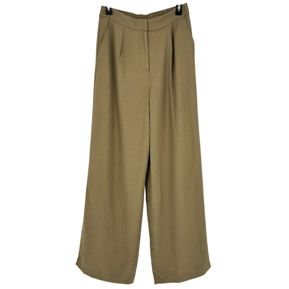 House of Harlow 1960 Tan Pleated Wide Leg Trousers Womens M Boho Chic